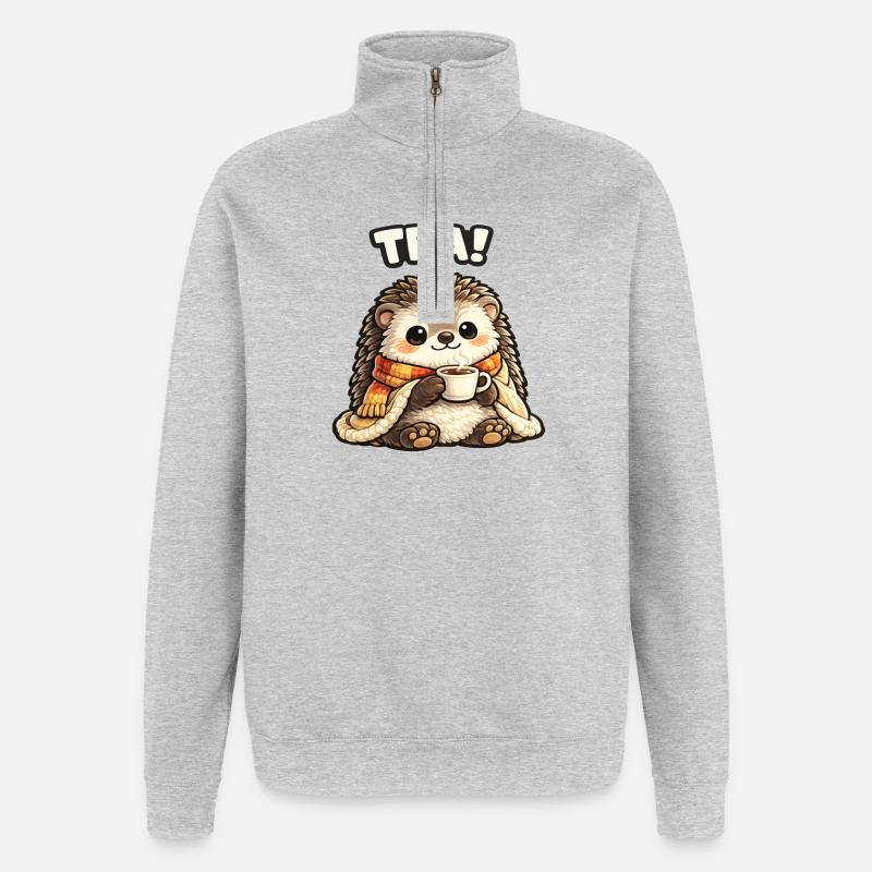 H Hérisson Tee Time Douillet - Sweat à zip 1/4 - gris chiné