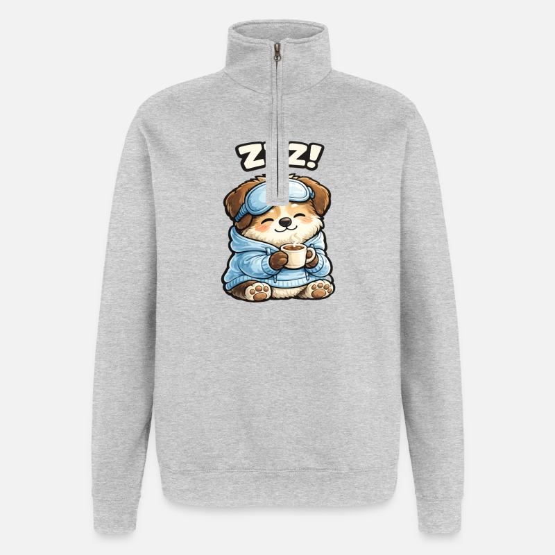 Coucheur en pyjama - Sweat à zip 1/4 - gris chiné