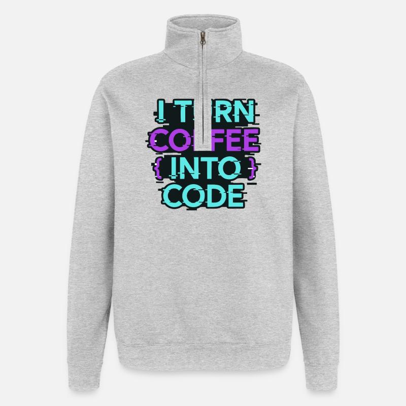I Turn Coffee Into Code - Quarter-Zip Sweatshirt - heather grey