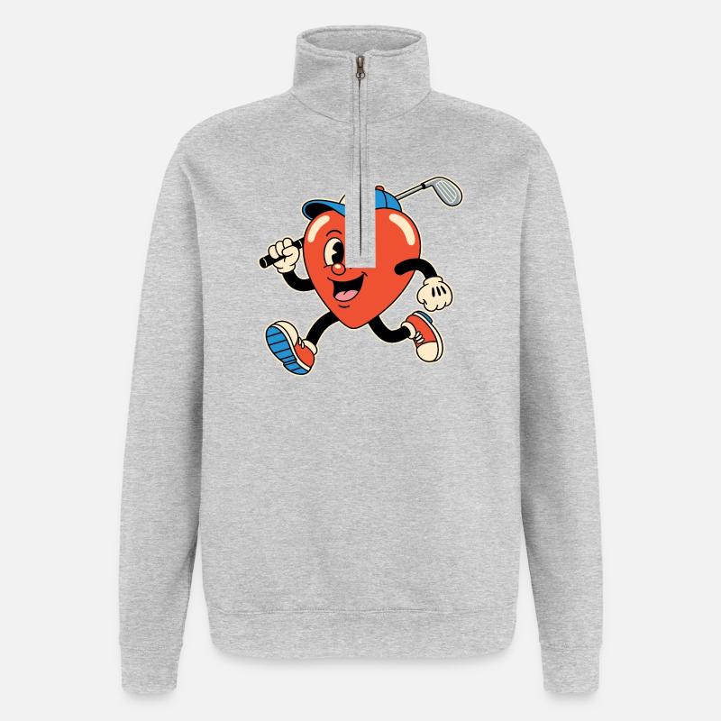 Dessin animé Heart Golf - Sweat à zip 1/4 - gris chiné
