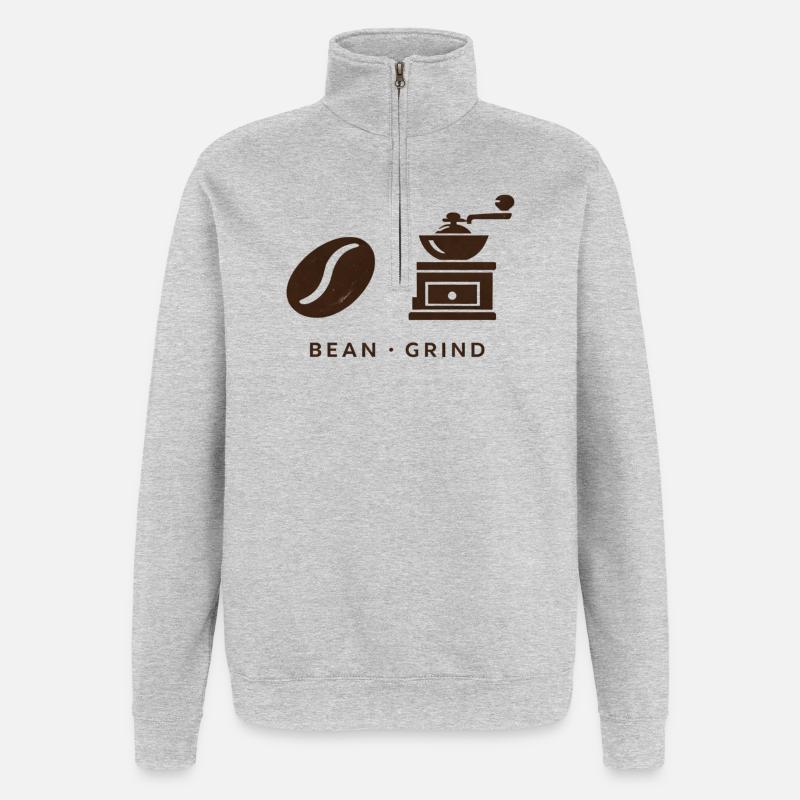 BEAN . GRIND . COFFEE . KAFFEE - Quarter-Zip-Sweatshirt - Grau meliert