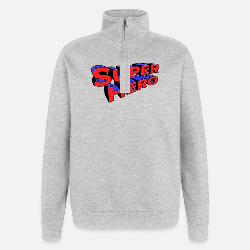 Déclaration de super-héros - Sweat à zip 1/4 - gris chiné