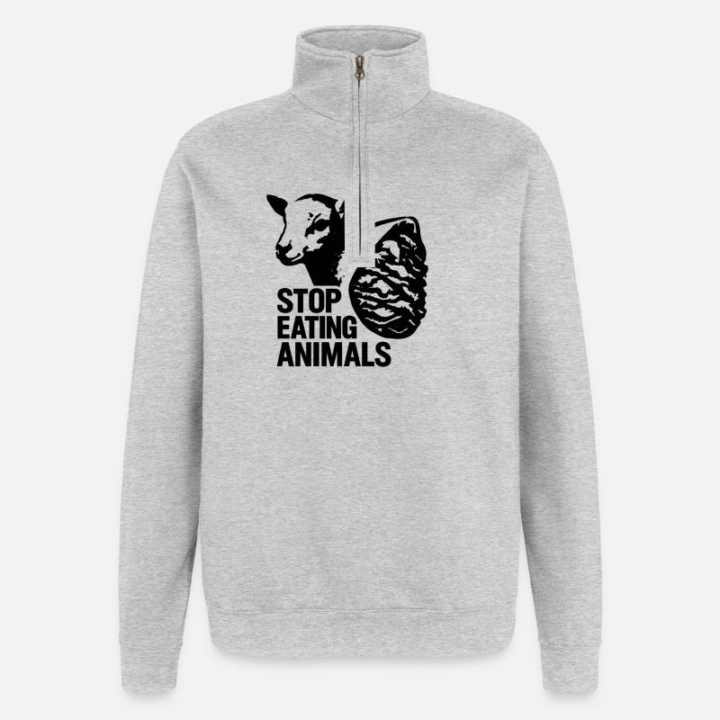 Stop Eating Animals – Tierrechte - Quarter-Zip-Sweatshirt - Grau meliert