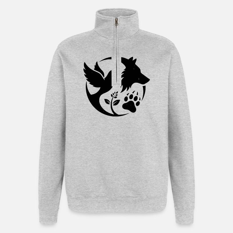 Tierschutzlogo - Quarter-Zip-Sweatshirt - Grau meliert