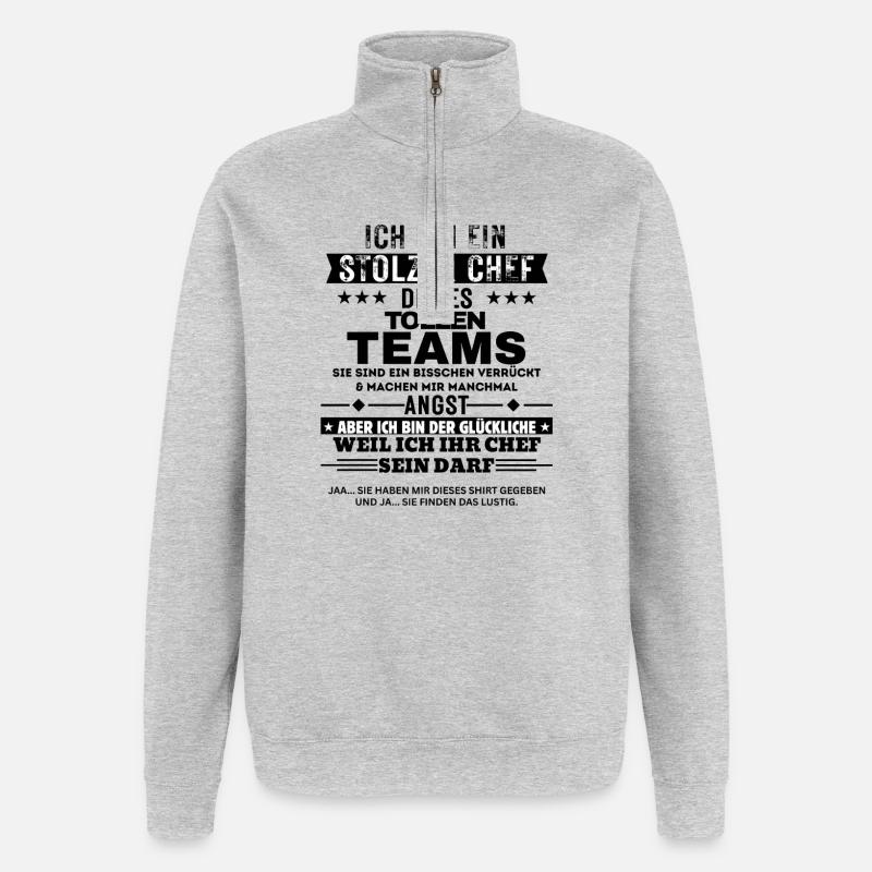 Fier patron de cette grande équipe - Sweat à zip 1/4 - gris chiné