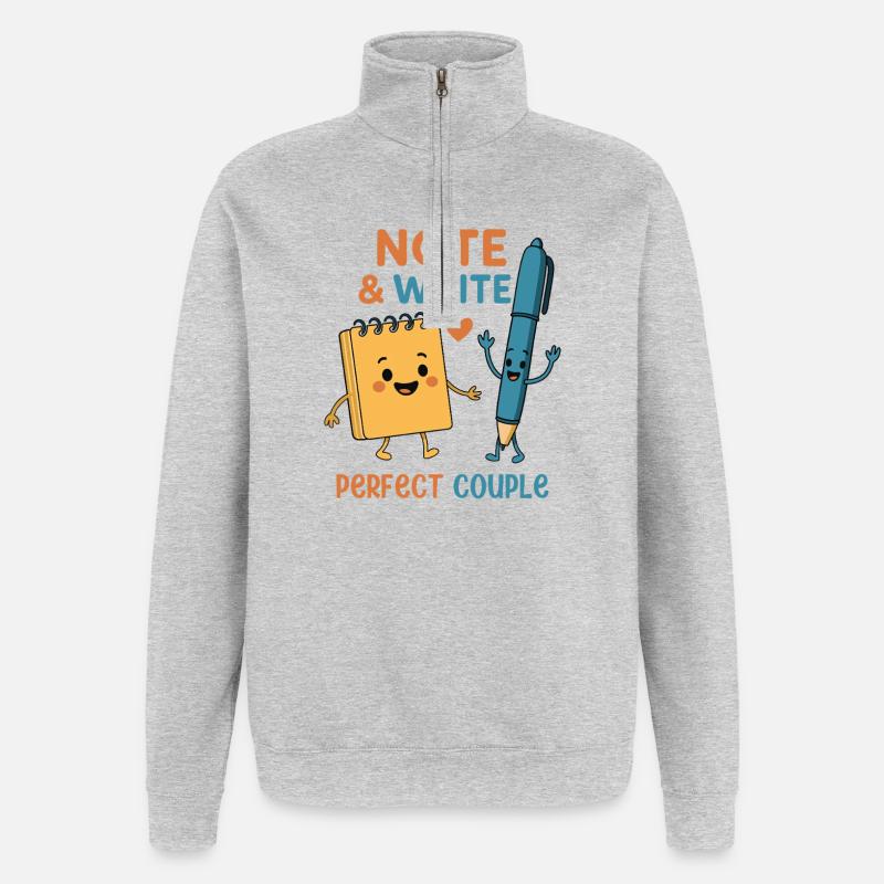 Note & Write Perfect Couple - Sweat à zip 1/4 - gris chiné