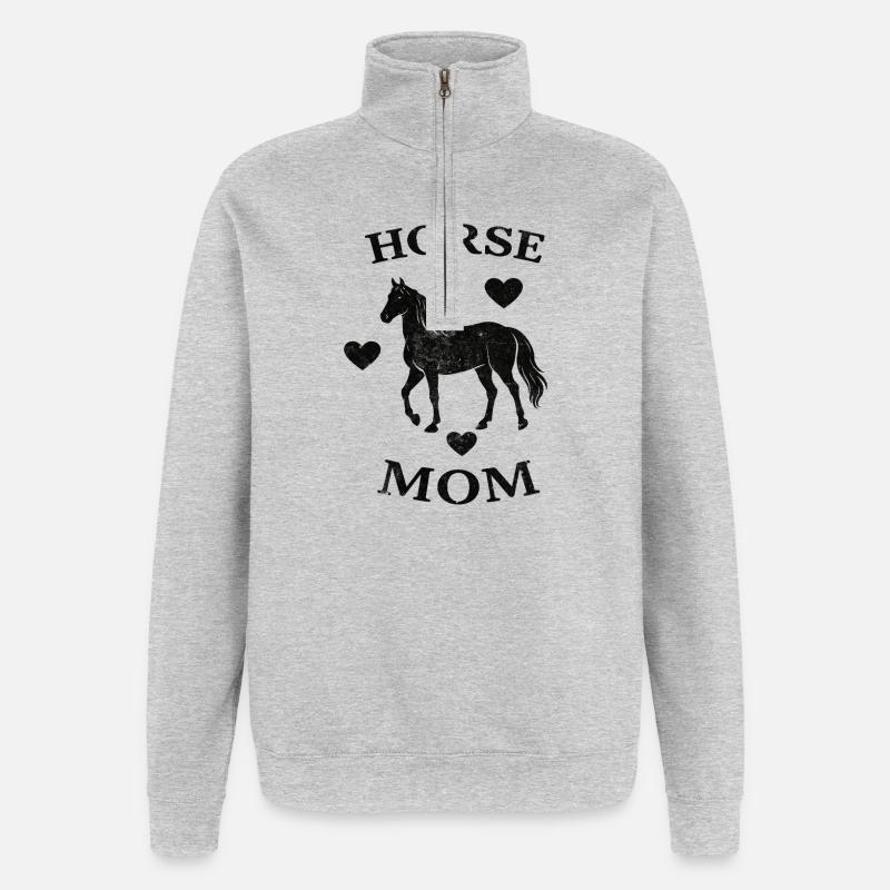 Lustige Pferde Mama - Quarter-Zip-Sweatshirt - Grau meliert