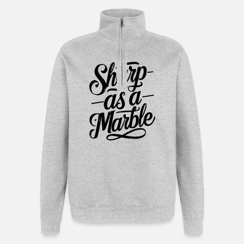 Tranchant comme une bille - Sweat à zip 1/4 - gris chiné