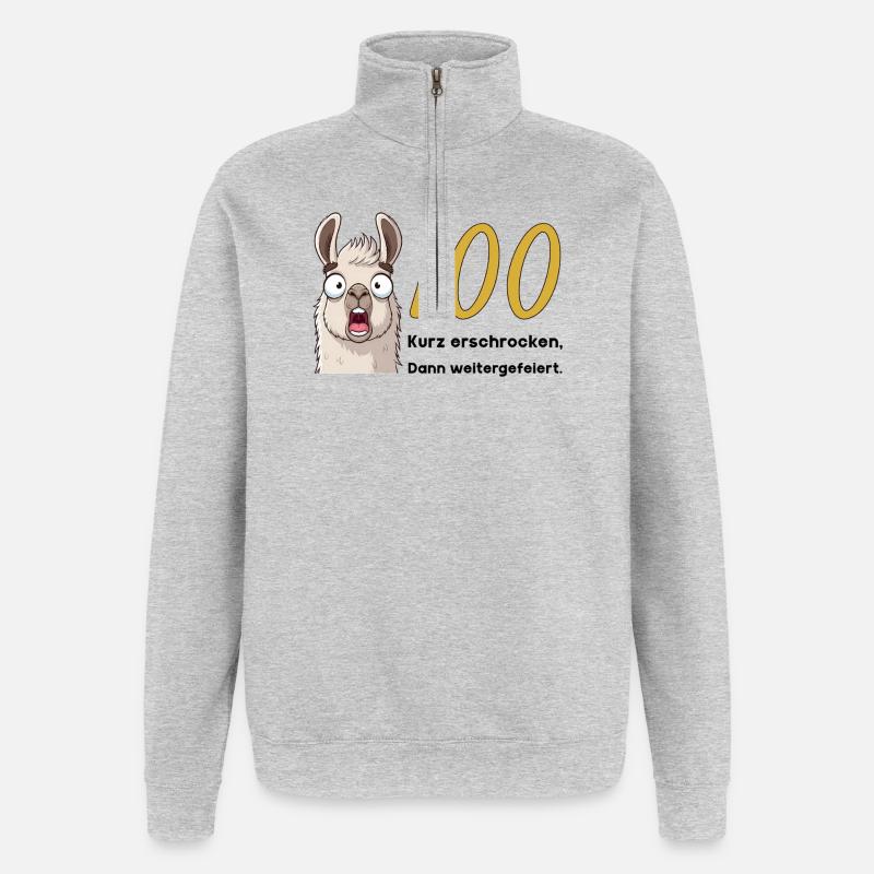 100e anniversaire – brièvement effrayé, puis célébré - Sweat à zip 1/4 - gris chiné