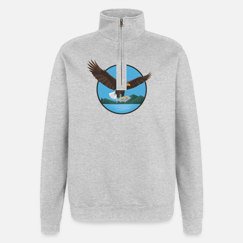 Aigle à queue blanche - Sweat à zip 1/4 - gris chiné