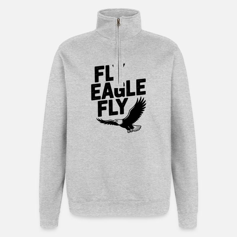 Fly Eagle Fly - Quarter-Zip Sweatshirt - heather grey