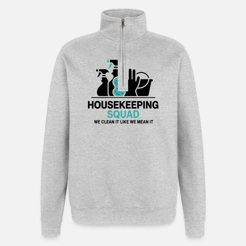 Lustiges Putzen Design - Quarter-Zip-Sweatshirt - Grau meliert