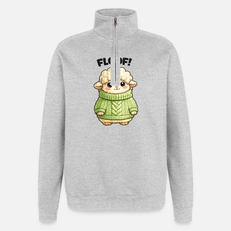 Design de pull mouton câlin - Sweat à zip 1/4 - gris chiné