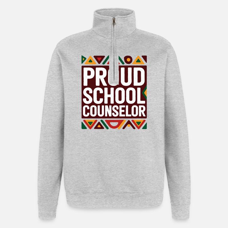 Proud School Counselor | Geometric Pattern - Quarter-Zip Sweatshirt - heather grey
