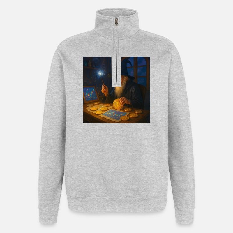 Krypto-Zauberer der Marktcharts Wandalu Vuhs - Quarter-Zip-Sweatshirt - Grau meliert