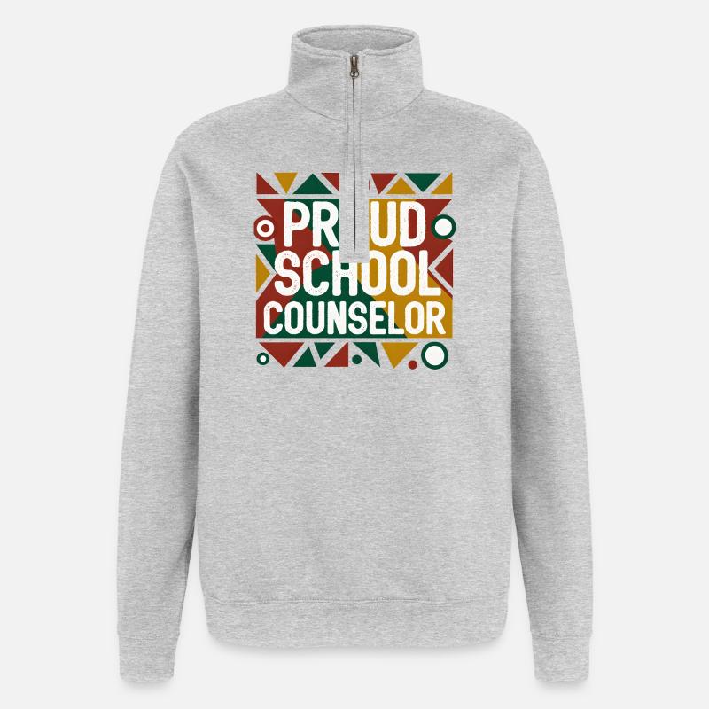 Stolzer Schulberater Geometrisch-Abstraktes Design - Quarter-Zip-Sweatshirt - Grau meliert