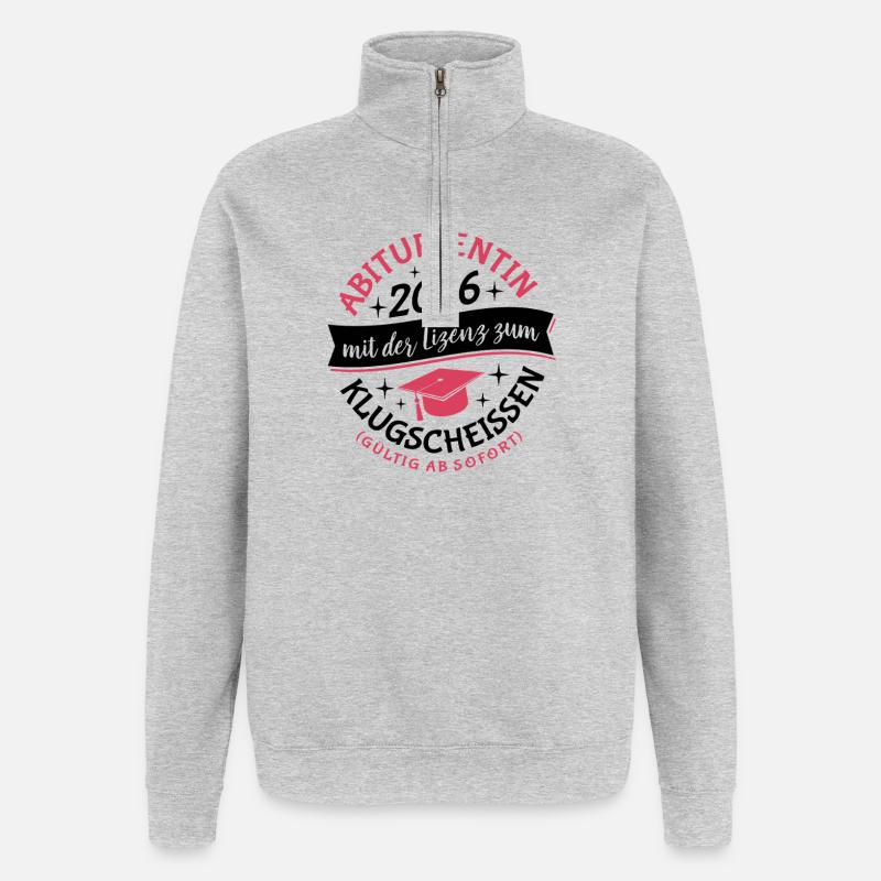 Abiturientin 2026 - Abitur - Klugscheißer Lizenz - Sweat à zip 1/4 - gris chiné