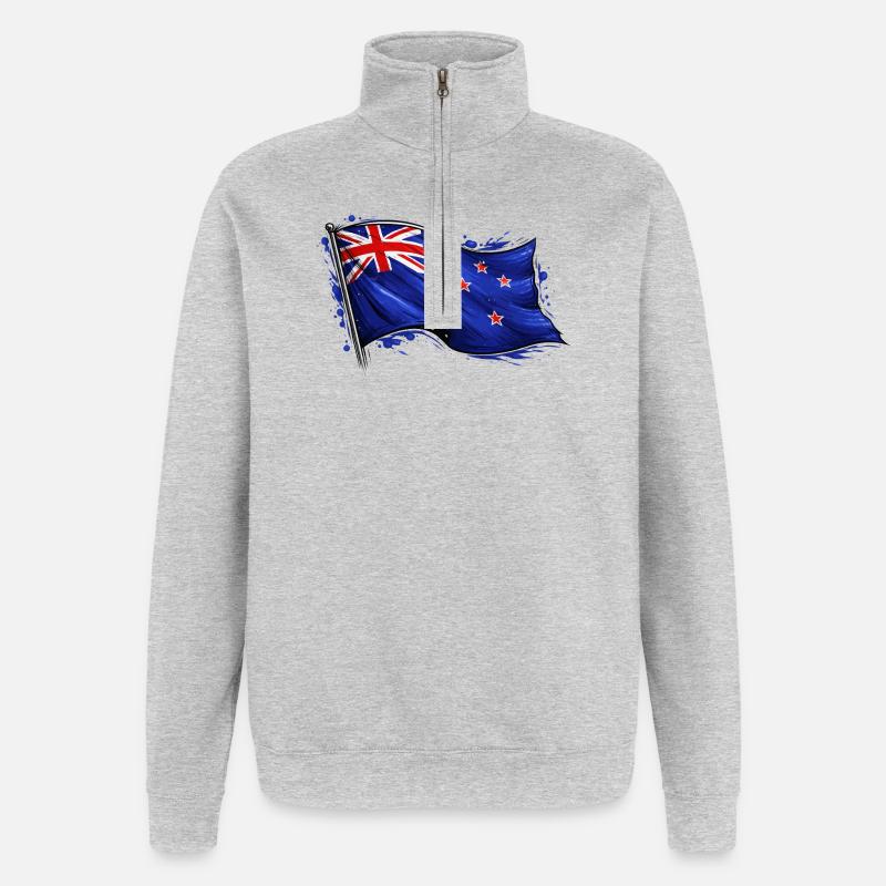 Drapeau néo-zélandais - Sweat à zip 1/4 - gris chiné