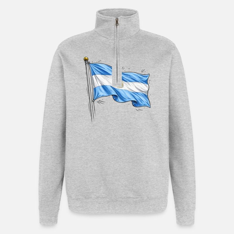 Drapeau de l’Argentine - Sweat à zip 1/4 - gris chiné