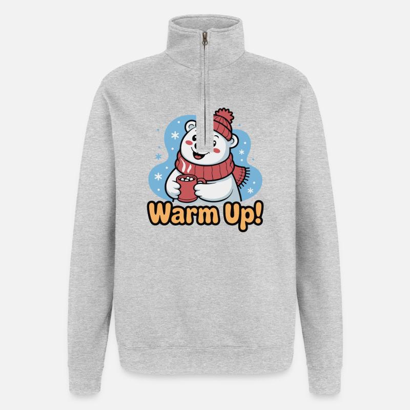 Échauffer l’ours polaire au chaud - Sweat à zip 1/4 - gris chiné