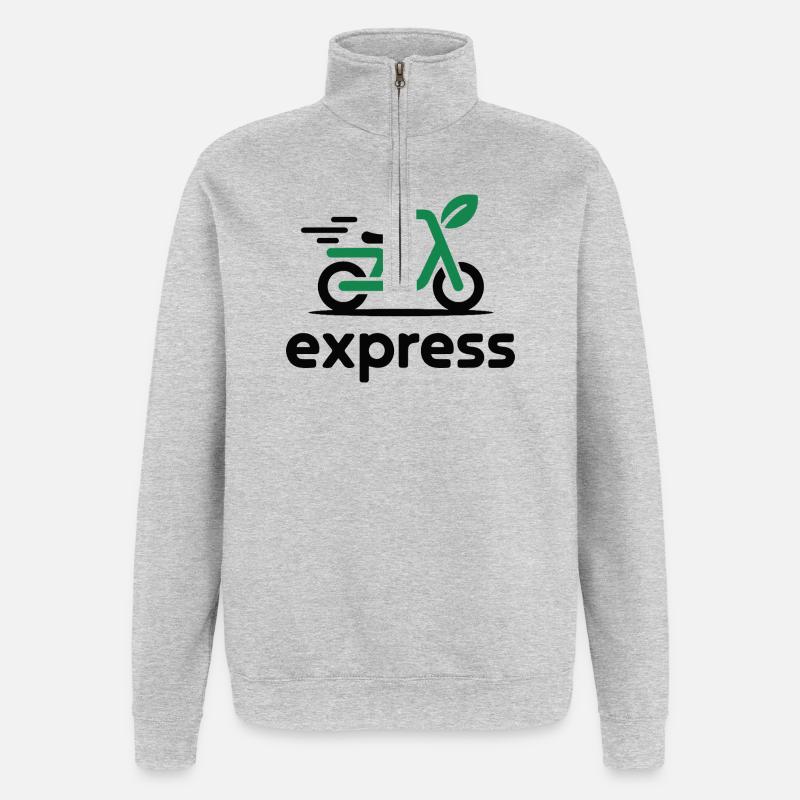 Eco Express Leaf Roller Logo - Quarter-Zip-Sweatshirt - Grau meliert