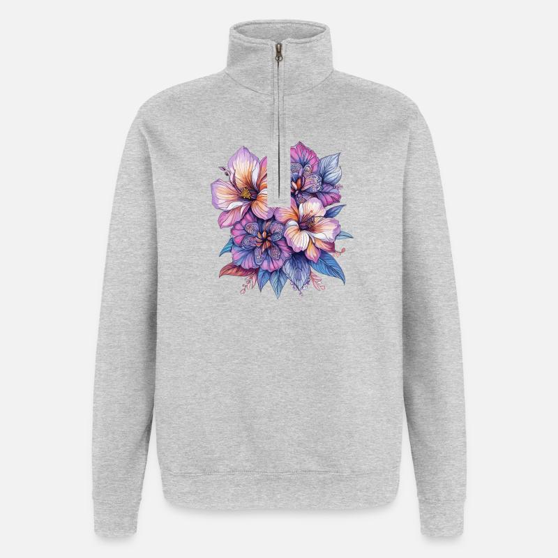 Colour explosion Blossoms - Quarter-Zip Sweatshirt - heather grey