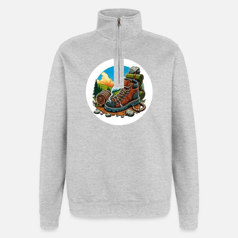 Qualmender Wanderschuh - Quarter-Zip-Sweatshirt - Grau meliert