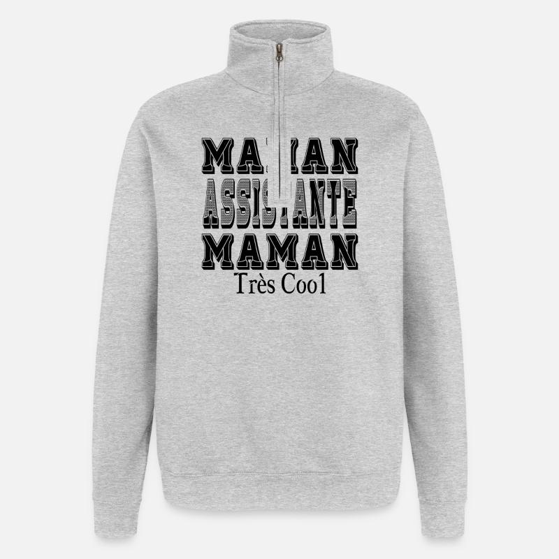 Mama Assistentin Mama Sehr cool - Quarter-Zip-Sweatshirt - Grau meliert