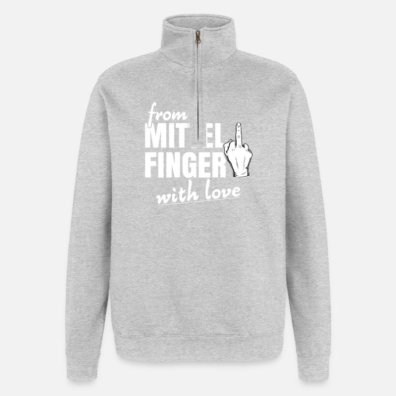 From Mittelfinger with love - Quarter-Zip-Sweatshirt - Grau meliert
