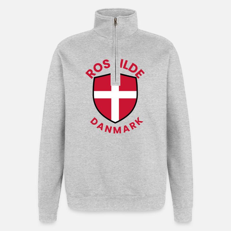 Bouclier du Danemark de Roskilde - Sweat à zip 1/4 - gris chiné