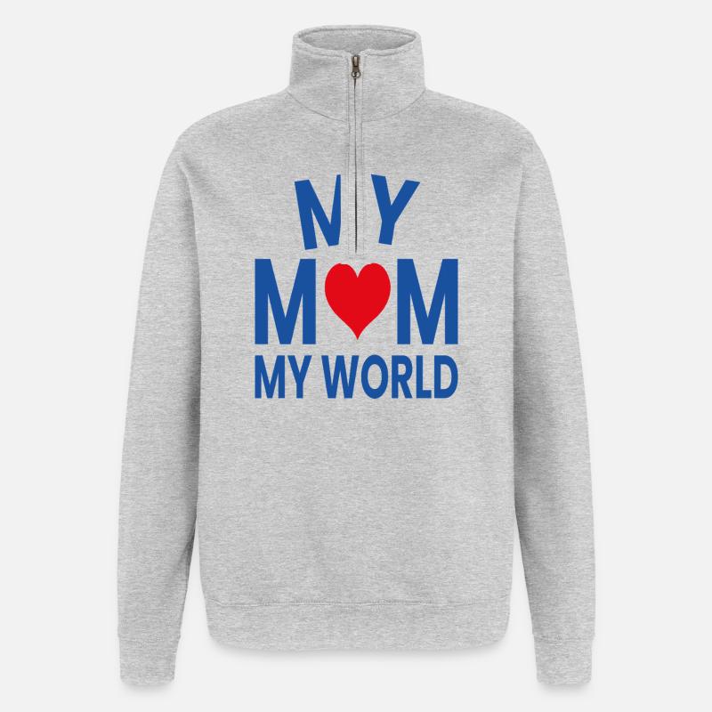 Ma mère, mon monde - Sweat à zip 1/4 - gris chiné