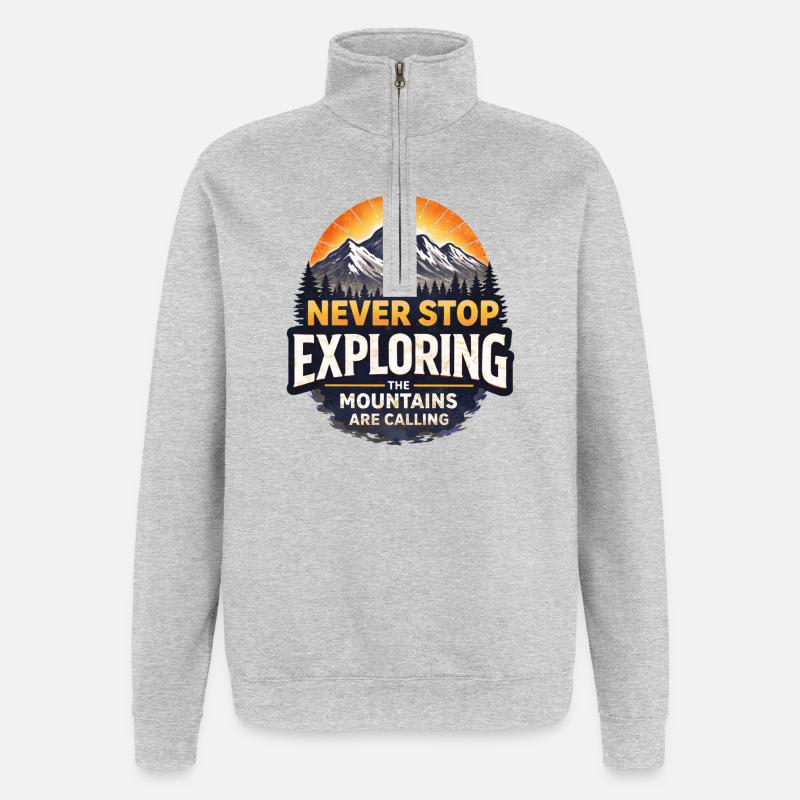 Always Exploring the Mountains - Quarter-Zip Sweatshirt - heather grey