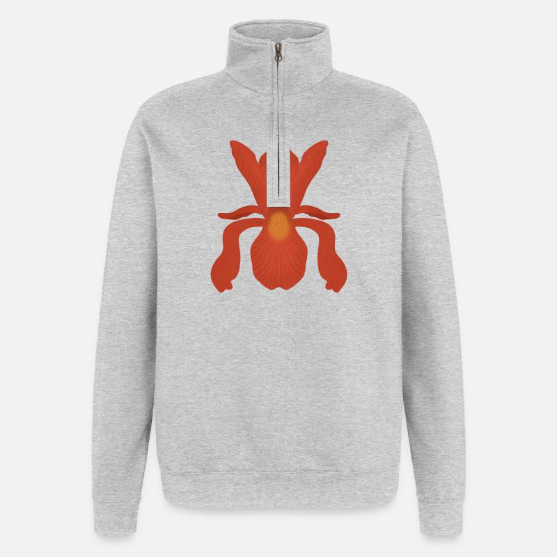 Crimson Iris Flame - Quarter-Zip Sweatshirt - heather grey