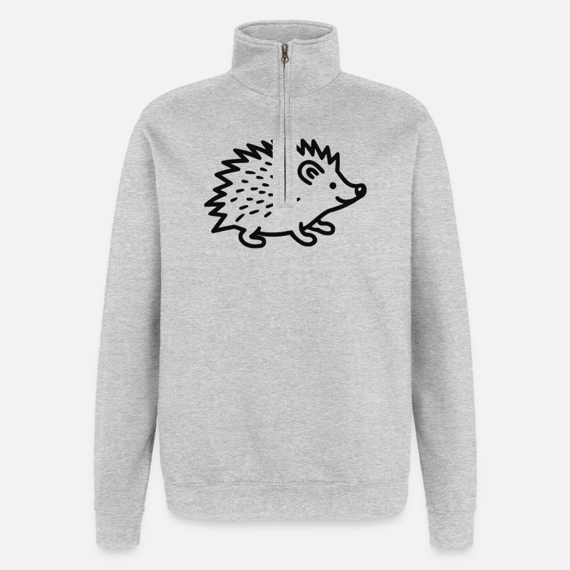 Hérisson doux - Sweat à zip 1/4 - gris chiné