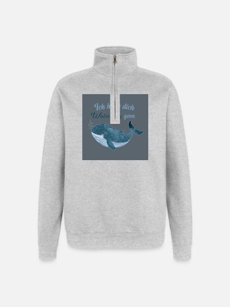 Affiche I Love You Walsinnig - Sweat à zip 1/4 - gris chiné