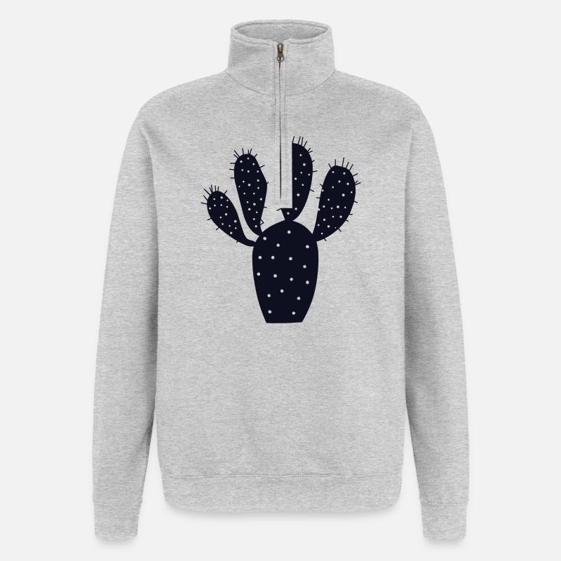 Silhouette de cactus de minuit - Sweat à zip 1/4 - gris chiné