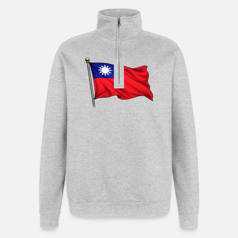 Drapeau de Taïwan - Sweat à zip 1/4 - gris chiné