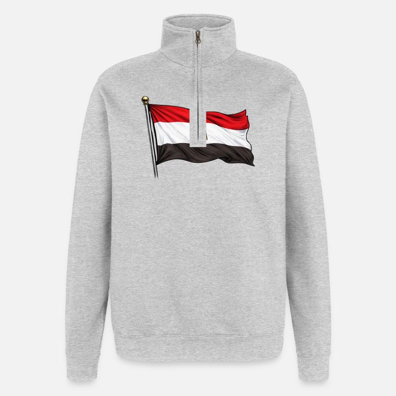 Drapeau égyptien - Sweat à zip 1/4 - gris chiné