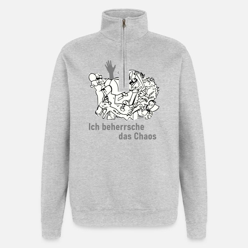 Ich behersche das Chaos - Quarter-Zip-Sweatshirt - Grau meliert