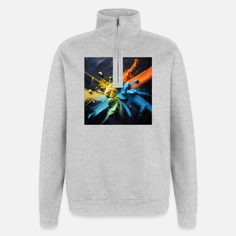 Explosion de poussière arc-en-ciel - Sweat à zip 1/4 - gris chiné