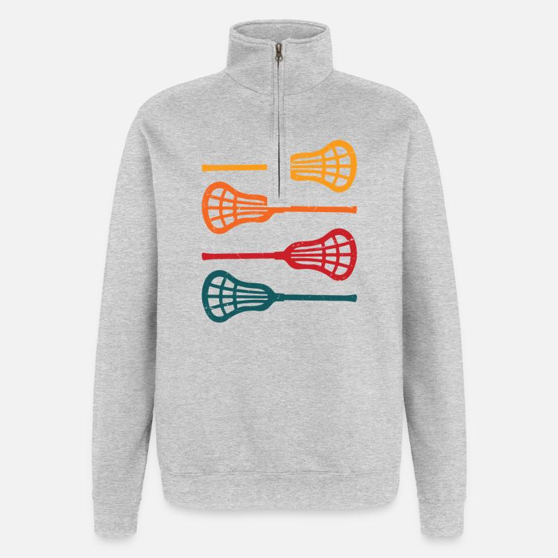 Lacrosse avec crosse avec bâton - Sweat à zip 1/4 - gris chiné