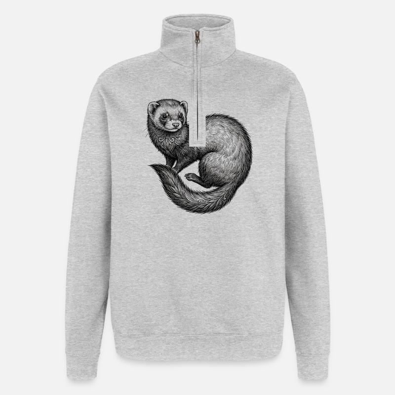 Frettchen - Quarter-Zip-Sweatshirt - Grau meliert