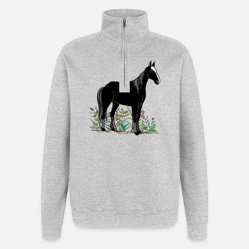 Cheval - Sweat à zip 1/4 - gris chiné