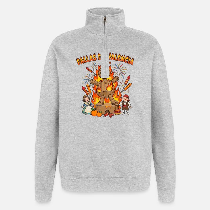 Fallas de Valencia figurine - Quarter-Zip Sweatshirt - heather grey