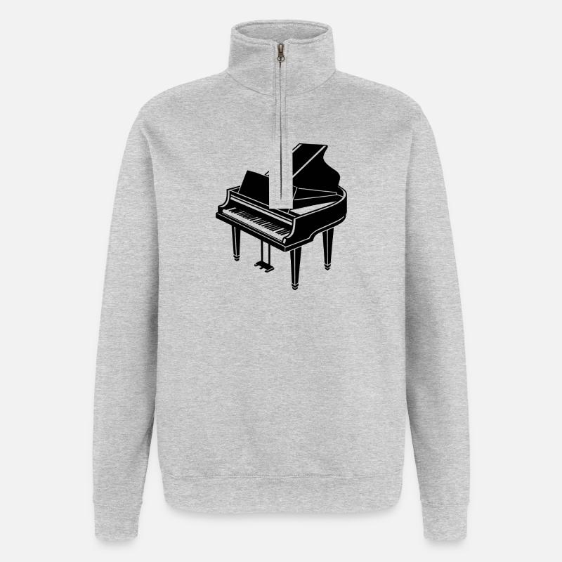 Plan - Sweat à zip 1/4 - gris chiné