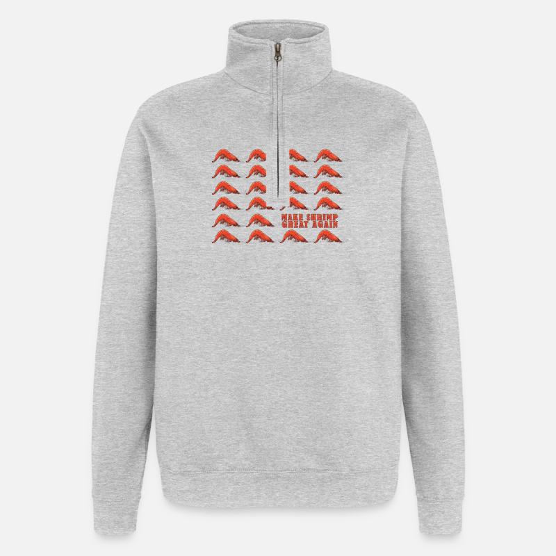 Make Shrimp Great Again - Sweat à zip 1/4 - gris chiné