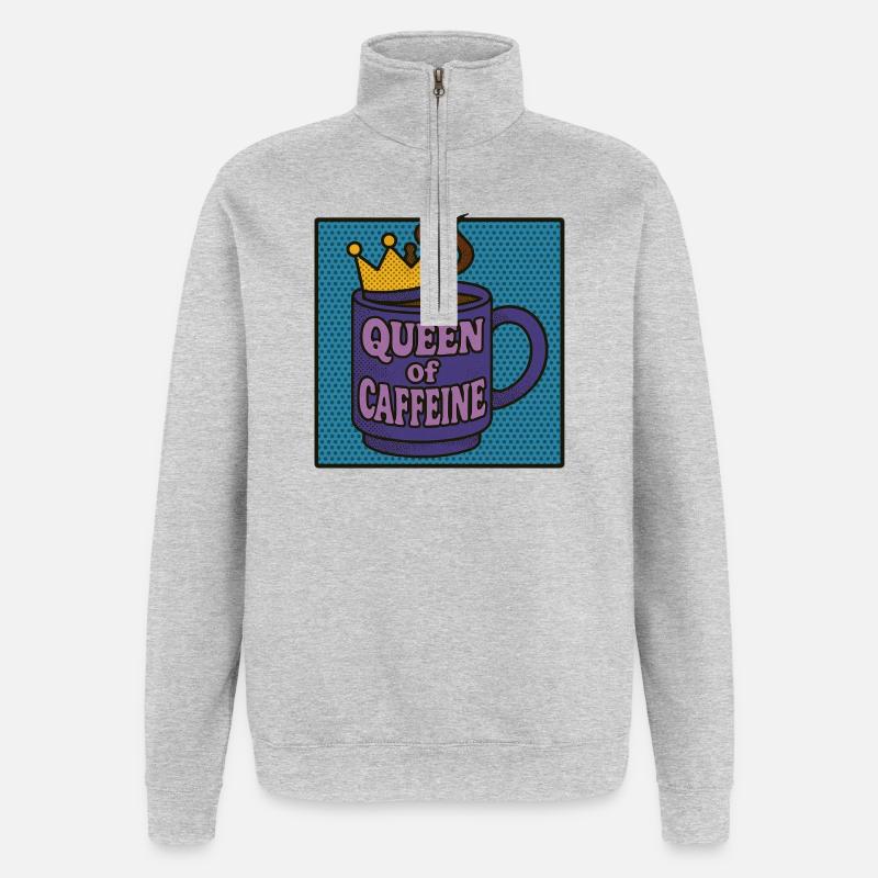 Königin des Koffeins - Quarter-Zip-Sweatshirt - Grau meliert