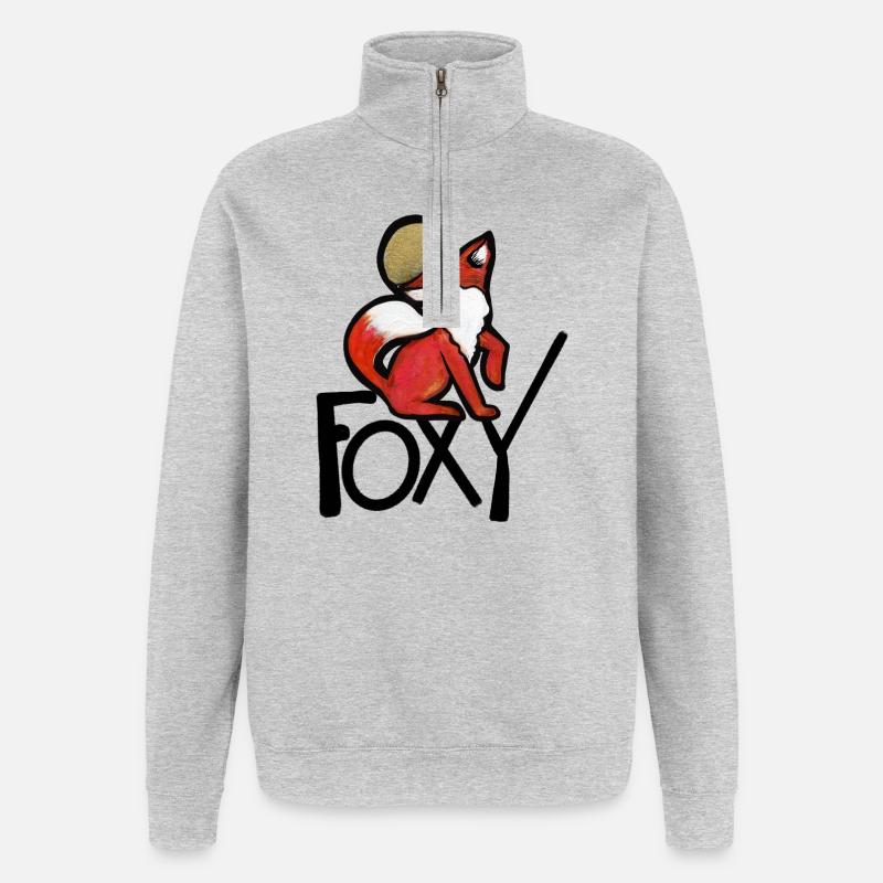 Renard Pourpre avec Auréole Or - Sweat à zip 1/4 - gris chiné