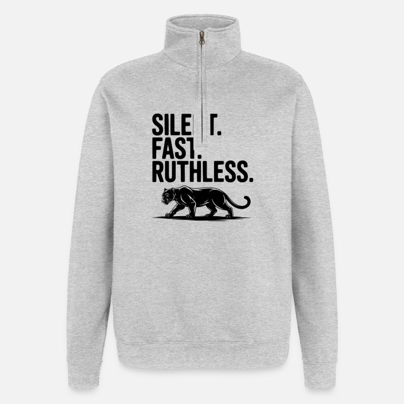 Silent. Fast. Ruthless. - Quarter-Zip Sweatshirt - heather grey