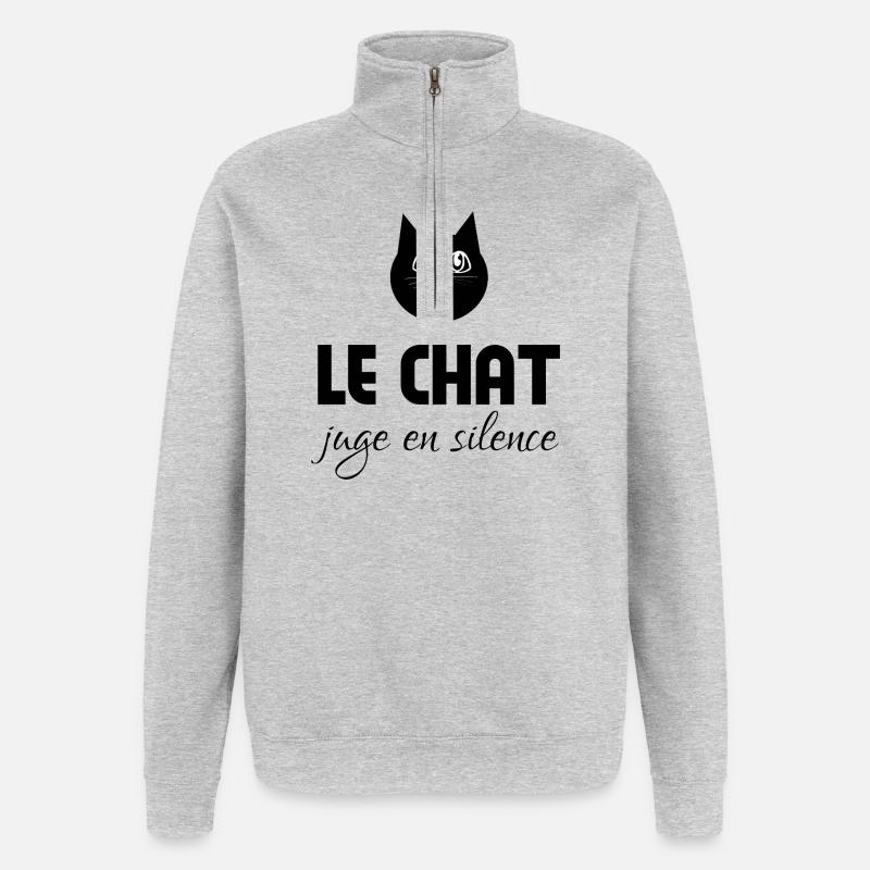 Die Katze urteilt schweigend - Quarter-Zip-Sweatshirt - Grau meliert